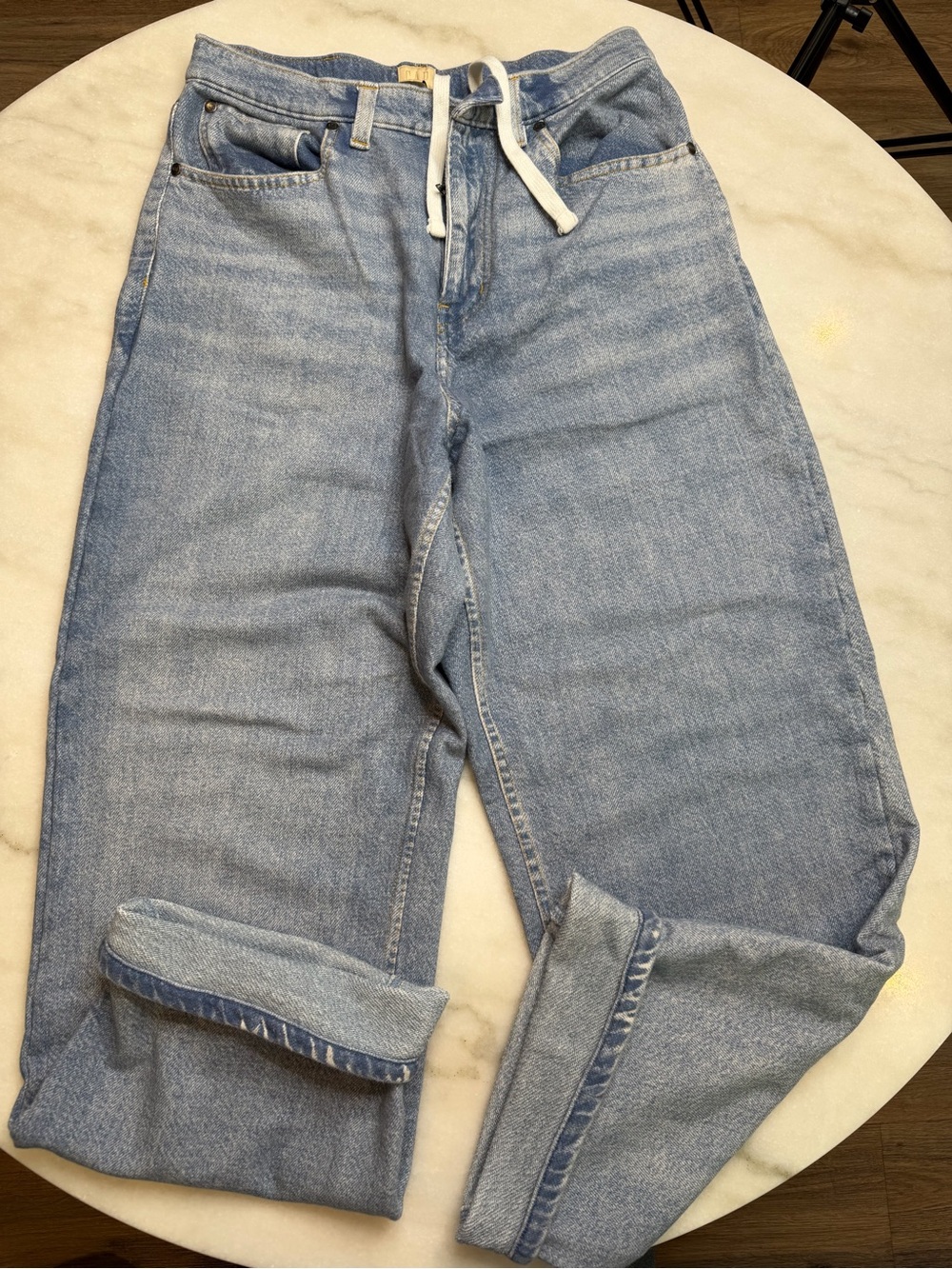 GAP Beis Collab Light Blue Women's Jeans with Drawstring Waist Size S